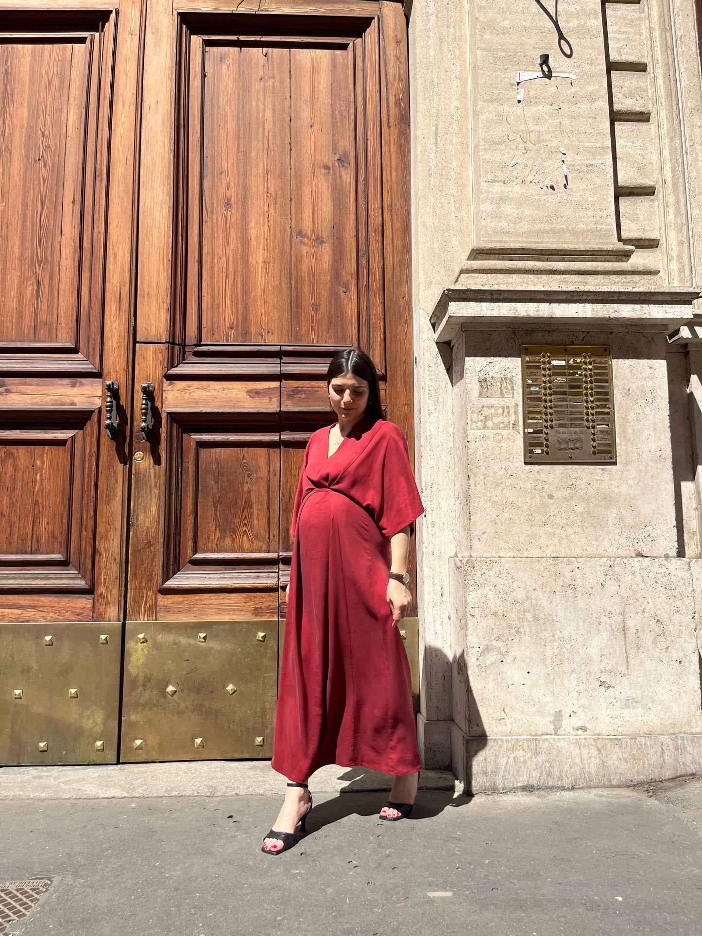 Abito Lungo Rosso Con Nodo