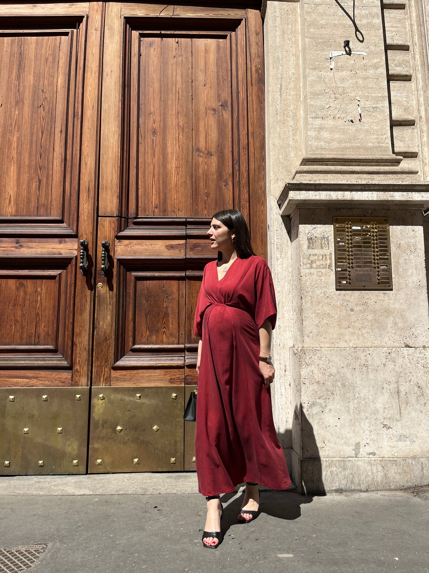Abito Lungo Rosso Con Nodo