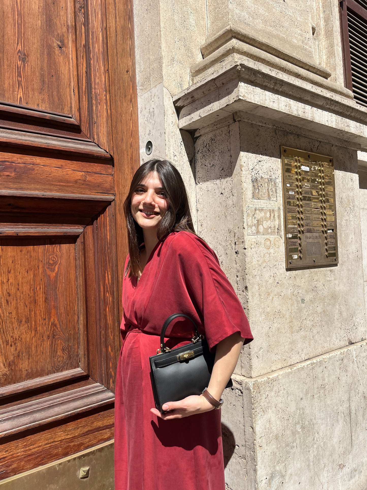 Abito Lungo Rosso Con Nodo