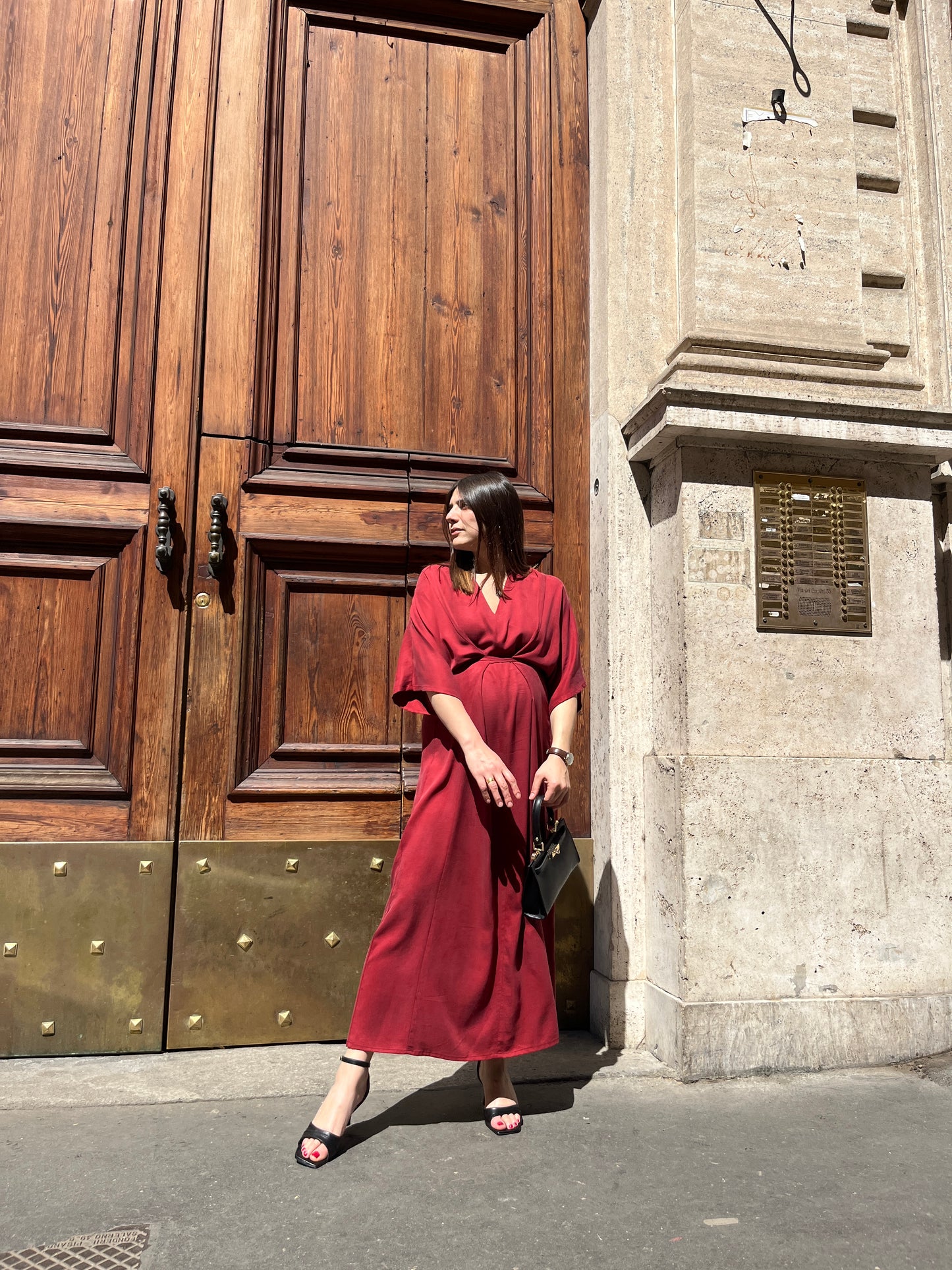 Abito Lungo Rosso Con Nodo