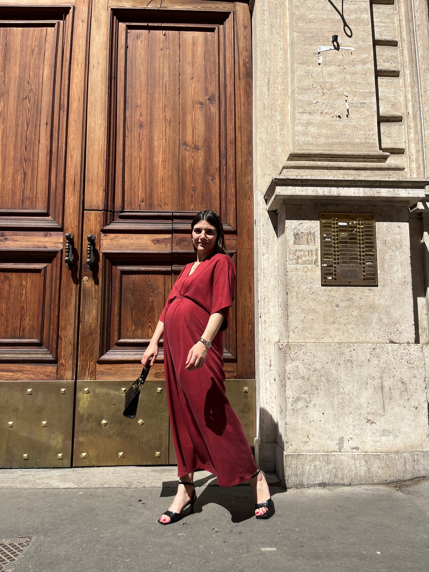 Abito Lungo Rosso Con Nodo