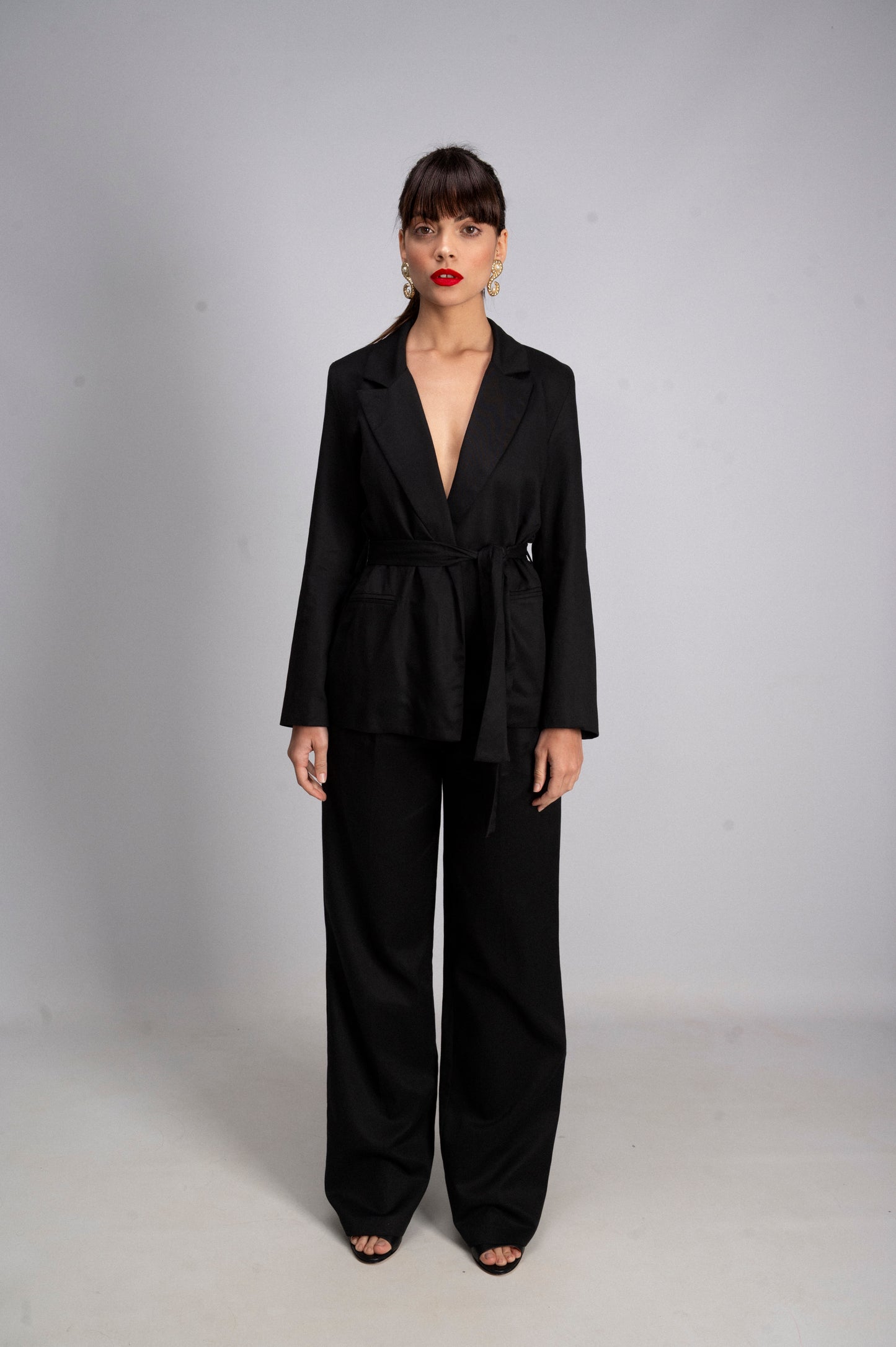 Pantaloni Tailleur Kimono Nero