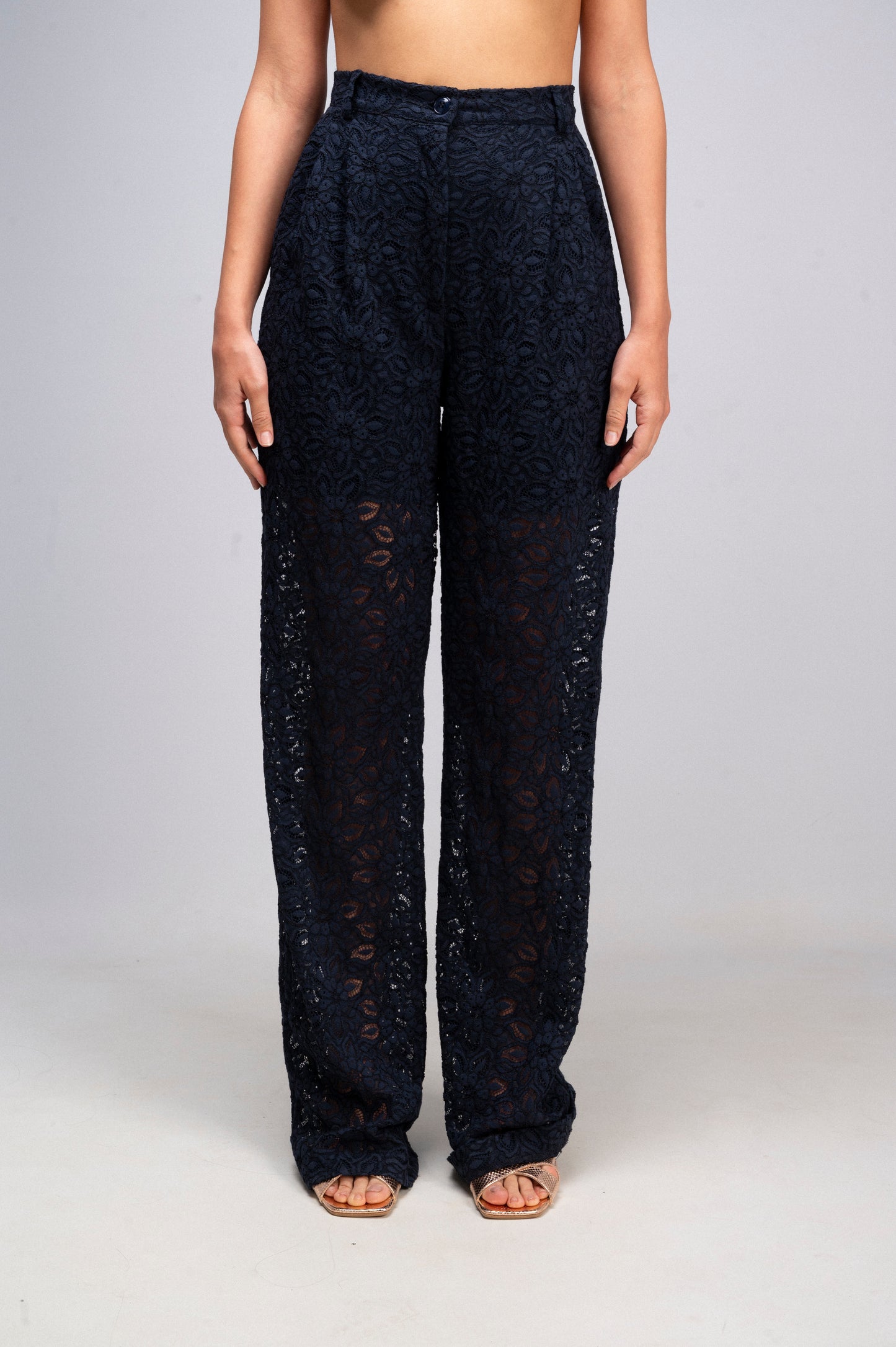 Pantalone Tailleur Pizzo Blu