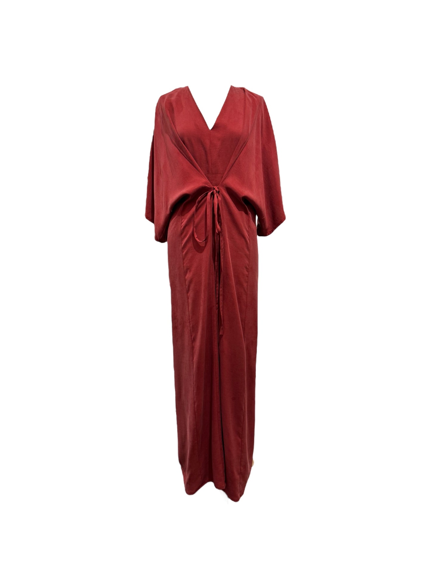 Abito Lungo Rosso Con Nodo