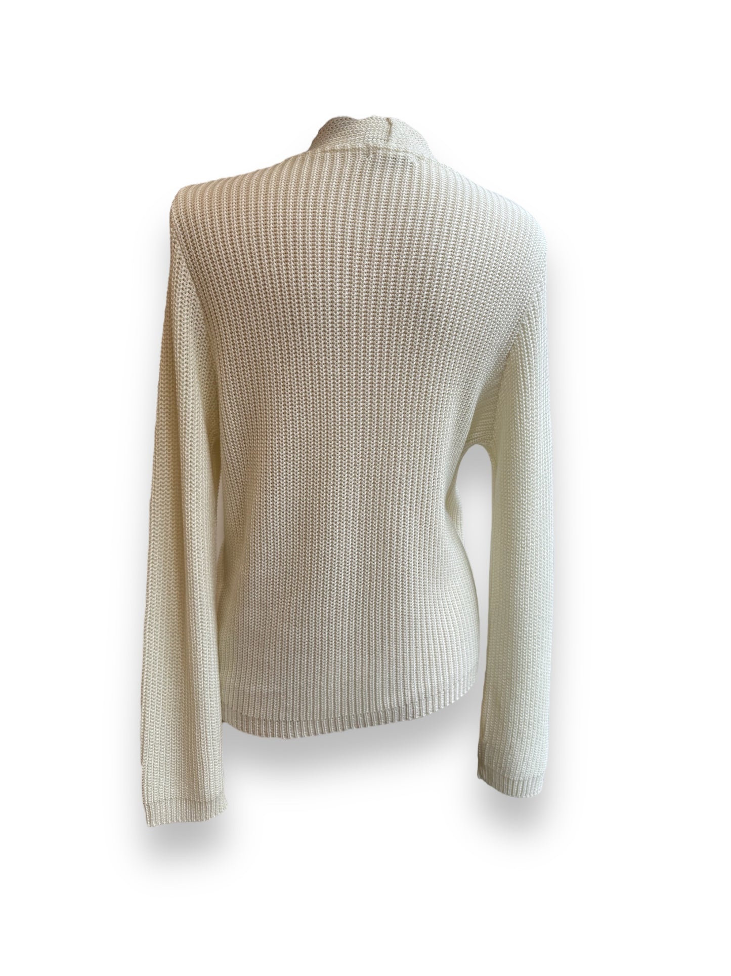Cardigan incrociato bianco con bottoni. Cardigan incrociato con bottoni made in italy. Cardigan incrociato vestibilità morbida.