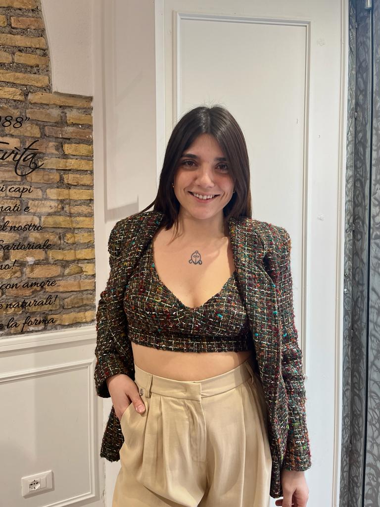 Top in tweed marrone