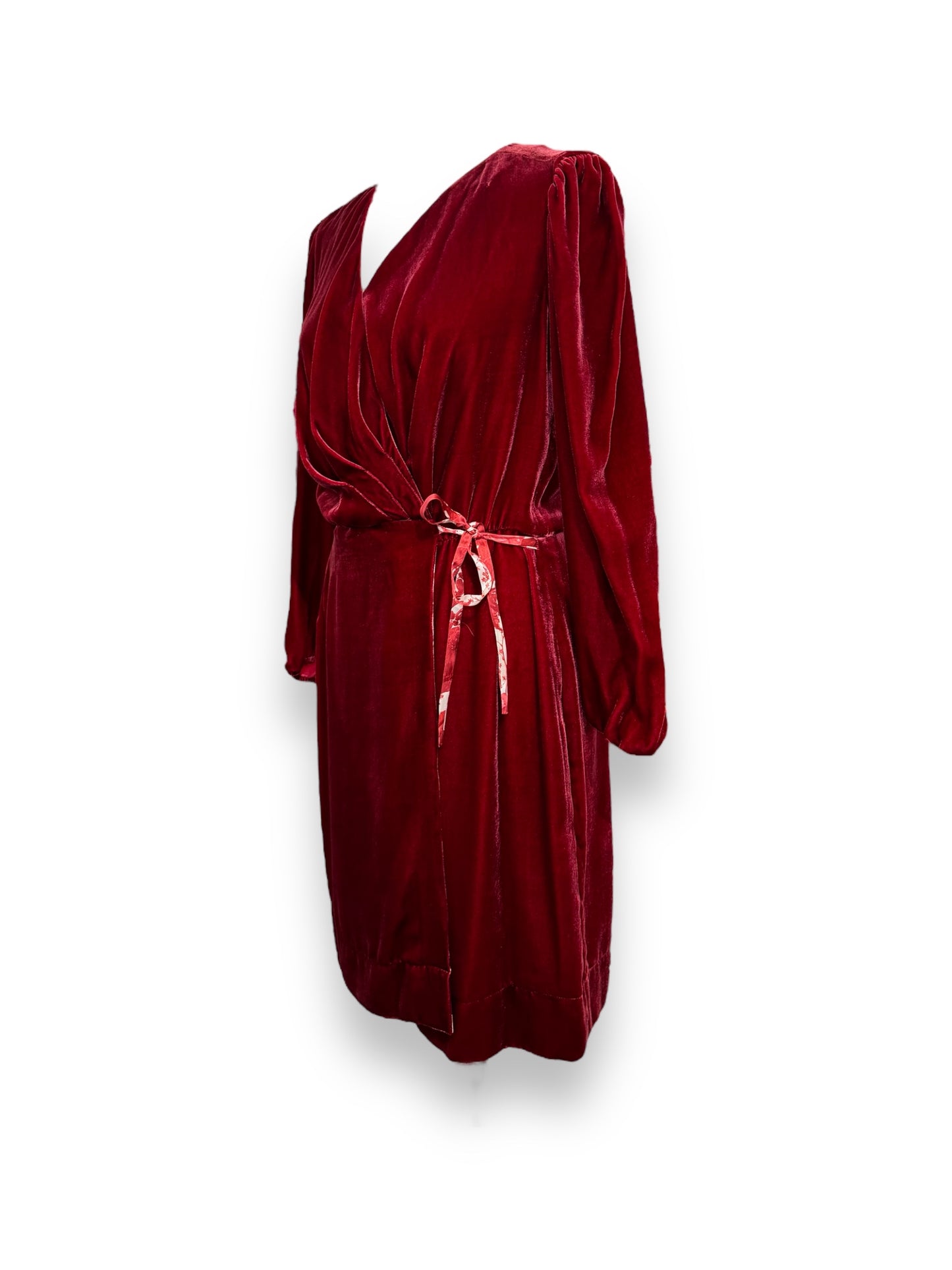 Mini Dress A Portafoglio Rosso Bordature Fantasia