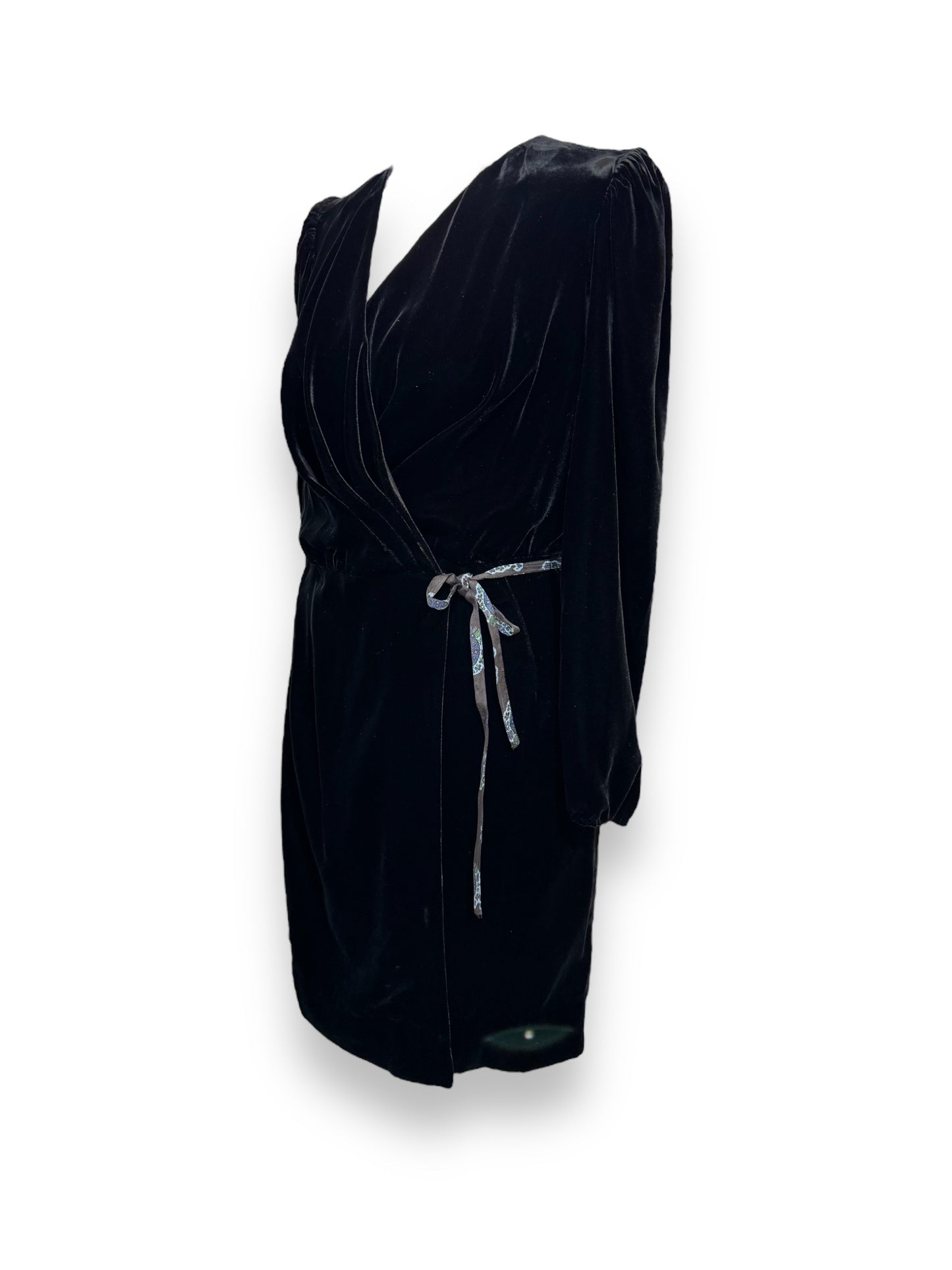 Mini Dress Nero A Portafoglio Nero Bordature Fantasia