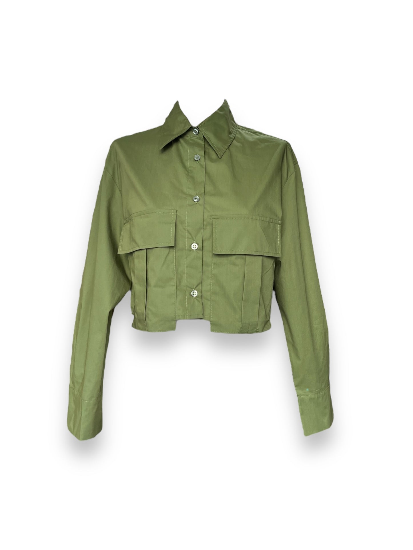 Camicia Crop Tasche Grandi Verde