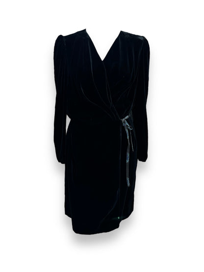 Mini Dress Nero A Portafoglio Nero Bordature Fantasia