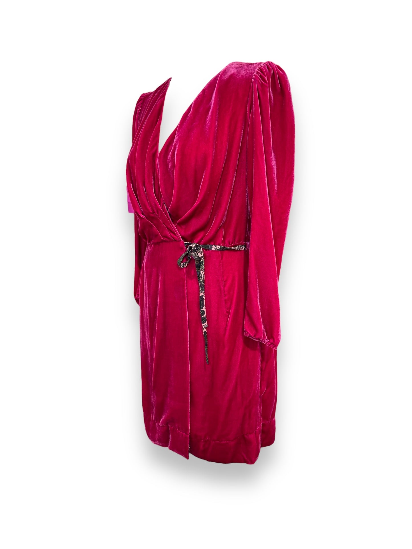 Mini Dress A Portafoglio Rosa Bordature Fantasia