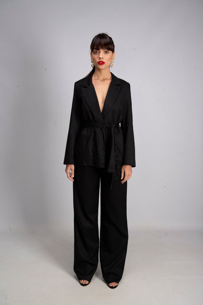 Pantaloni Tailleur Kimono Nero