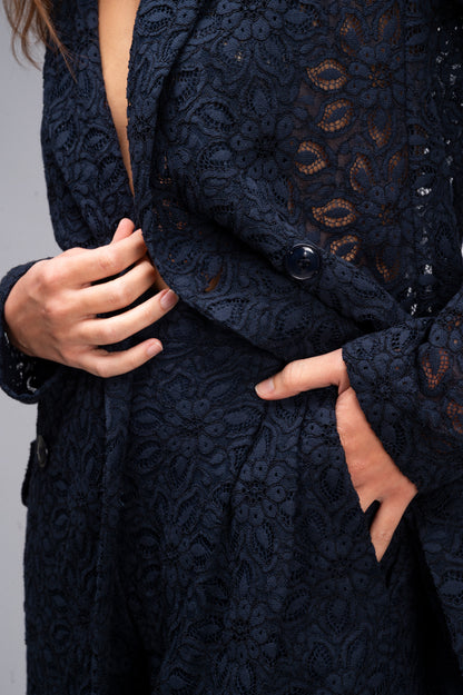 Pantalone Tailleur Pizzo Blu