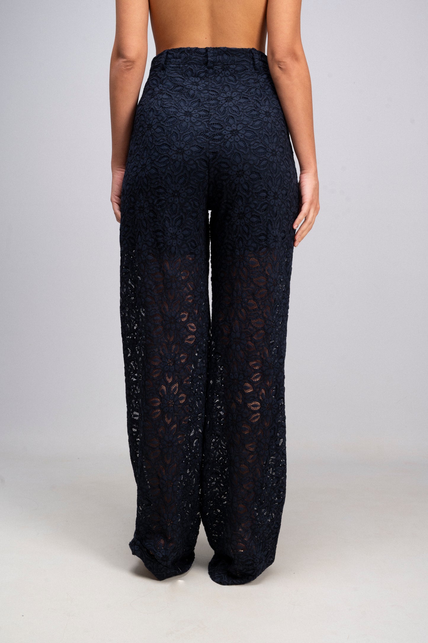 Pantalone Tailleur Pizzo Blu