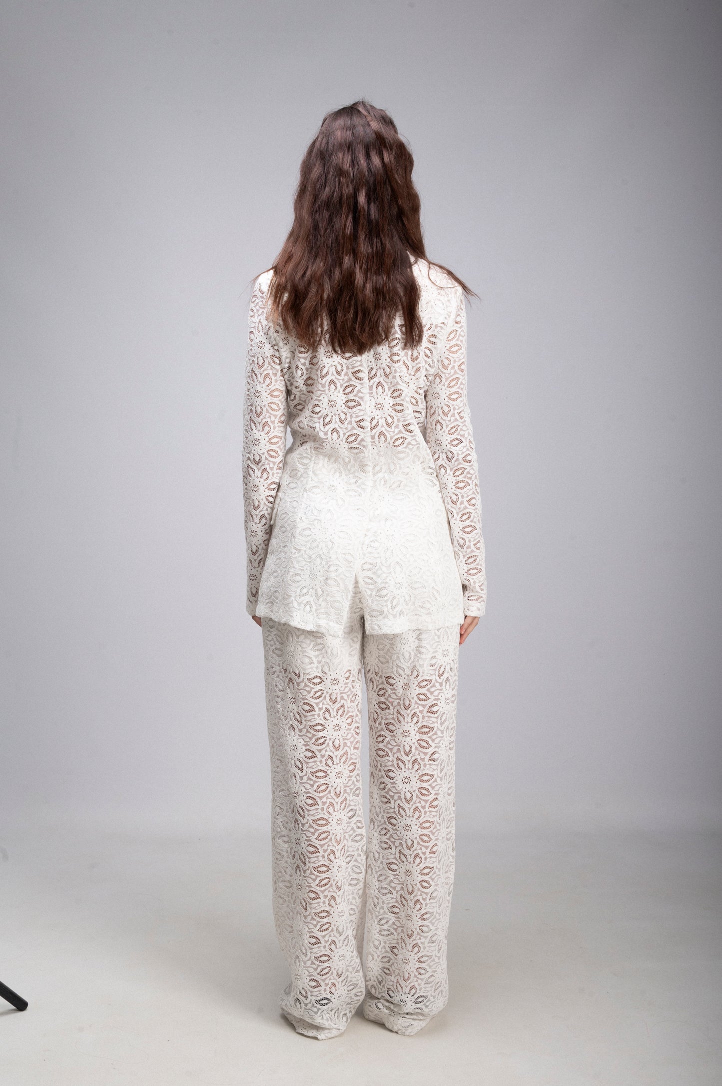 Pantalone Tailleur Pizzo Bianco