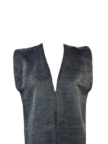 Gilet Lungo Grigio Scuro In Ecopelliccia