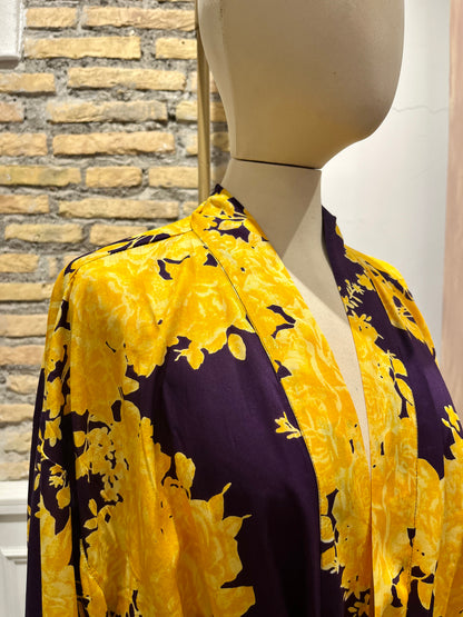 Kimono in cotone giallo e viola