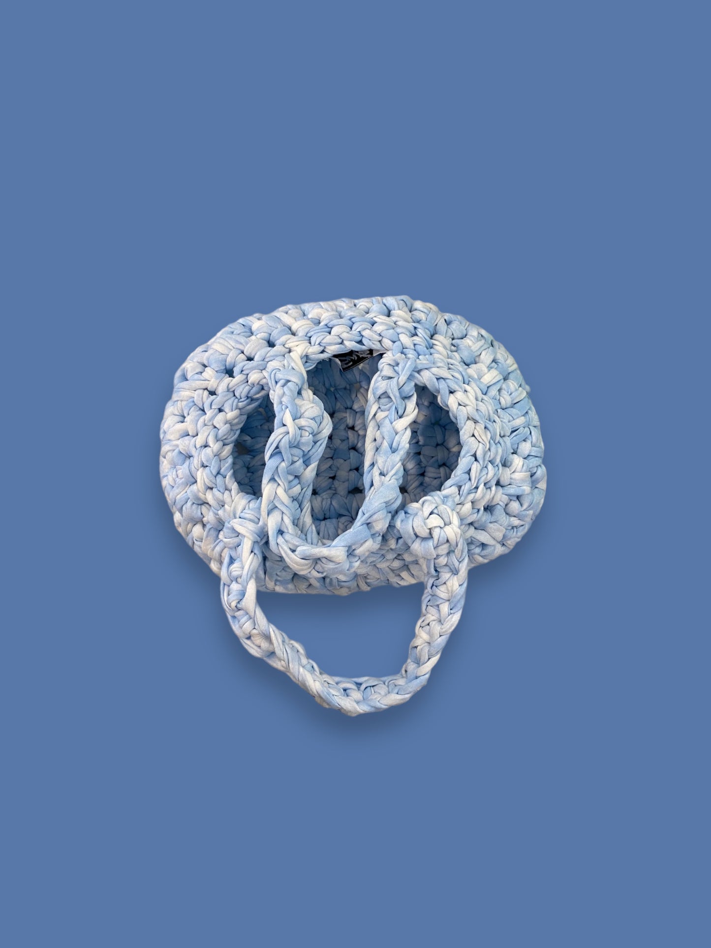 Borsa handmade bauletto a mano azzurra e bianca