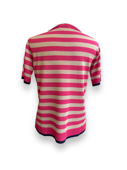 T-shirt a righe rosa e blu. T-shirt vestibilità morbida. T-shirt in viscosa.