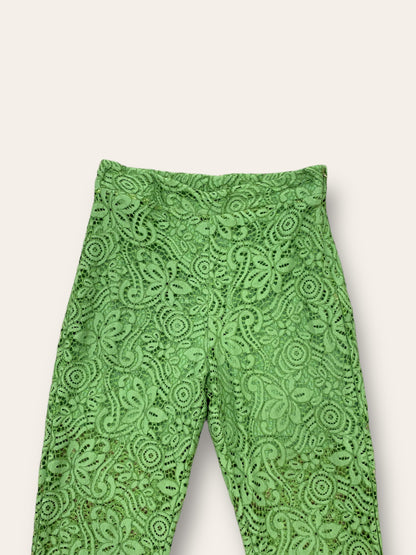 Pantalone in pizzo macramè verde