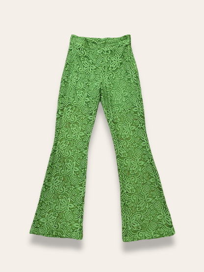 Pantalone in pizzo macramè verde